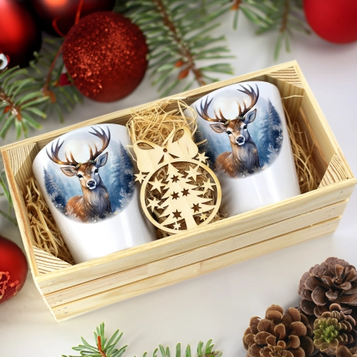 PREZENT ŚWIĄTECZNY ZESTAW KUBKÓW LATTE W SKRZYNCE KUBKI MIKOŁAJ NA ŚWIĘTA