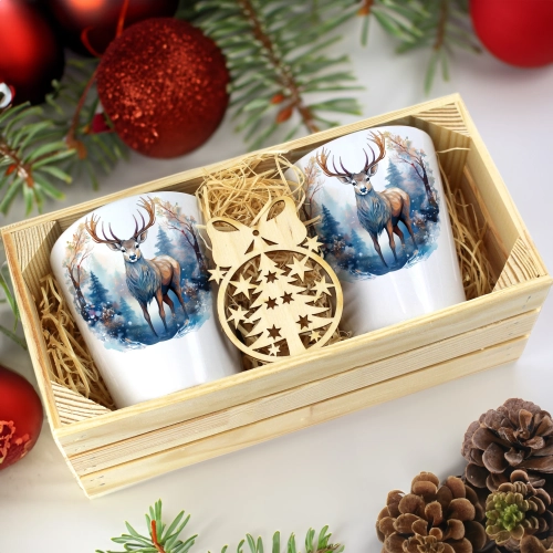 PREZENT ŚWIĄTECZNY ZESTAW KUBKÓW LATTE W SKRZYNCE KUBKI MIKOŁAJ NA ŚWIĘTA