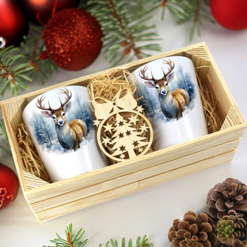 PREZENT ŚWIĄTECZNY ZESTAW KUBKÓW LATTE W SKRZYNCE KUBKI MIKOŁAJ NA ŚWIĘTA