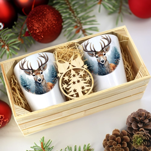 PREZENT ŚWIĄTECZNY ZESTAW KUBKÓW LATTE W SKRZYNCE KUBKI MIKOŁAJ NA ŚWIĘTA