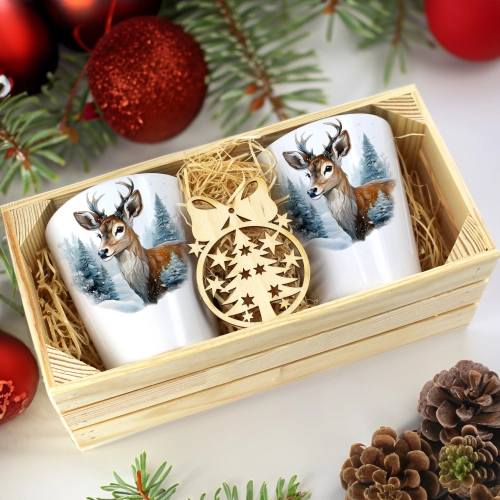 PREZENT ŚWIĄTECZNY ZESTAW KUBKÓW LATTE W SKRZYNCE KUBKI MIKOŁAJ NA ŚWIĘTA