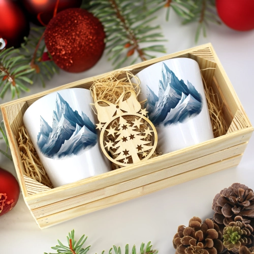 PREZENT ŚWIĄTECZNY ZESTAW KUBKÓW LATTE W SKRZYNCE KUBKI MIKOŁAJ NA ŚWIĘTA