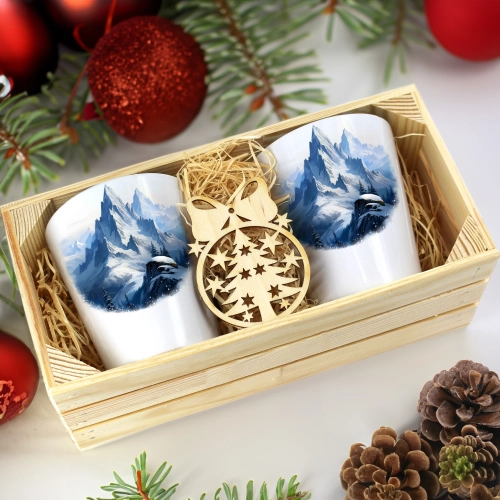 PREZENT ŚWIĄTECZNY ZESTAW KUBKÓW LATTE W SKRZYNCE KUBKI MIKOŁAJ NA ŚWIĘTA