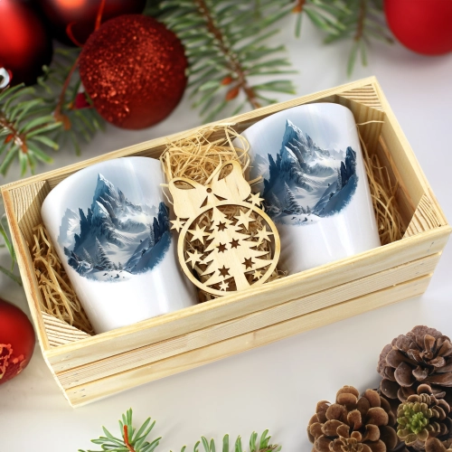 PREZENT ŚWIĄTECZNY ZESTAW KUBKÓW LATTE W SKRZYNCE KUBKI MIKOŁAJ NA ŚWIĘTA