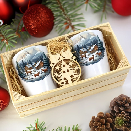 PREZENT ŚWIĄTECZNY ZESTAW KUBKÓW LATTE W SKRZYNCE KUBKI MIKOŁAJ NA ŚWIĘTA