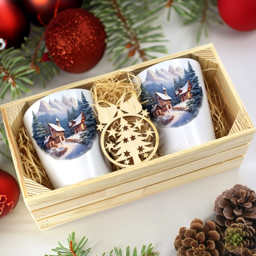 PREZENT ŚWIĄTECZNY ZESTAW KUBKÓW LATTE W SKRZYNCE KUBKI MIKOŁAJ NA ŚWIĘTA