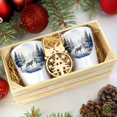 PREZENT ŚWIĄTECZNY ZESTAW KUBKÓW LATTE W SKRZYNCE KUBKI MIKOŁAJ NA ŚWIĘTA