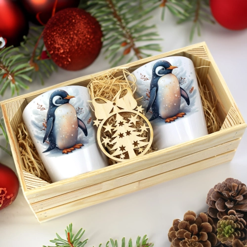 PREZENT ŚWIĄTECZNY ZESTAW KUBKÓW LATTE W SKRZYNCE KUBKI MIKOŁAJ NA ŚWIĘTA