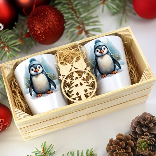 PREZENT ŚWIĄTECZNY ZESTAW KUBKÓW LATTE W SKRZYNCE KUBKI MIKOŁAJ NA ŚWIĘTA