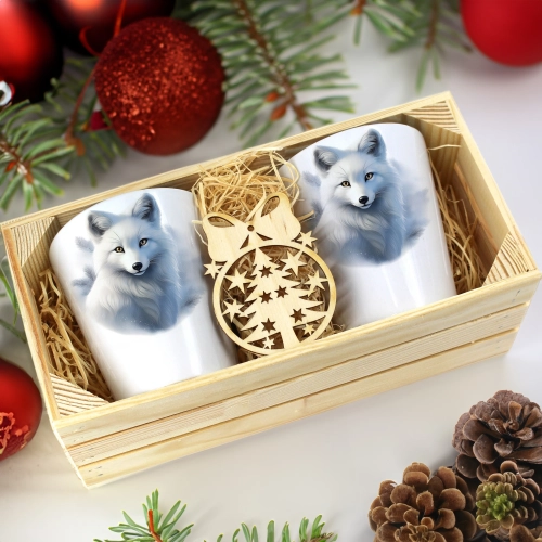 PREZENT ŚWIĄTECZNY ZESTAW KUBKÓW LATTE W SKRZYNCE KUBKI MIKOŁAJ NA ŚWIĘTA