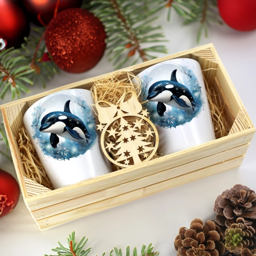 PREZENT ŚWIĄTECZNY ZESTAW KUBKÓW LATTE W SKRZYNCE KUBKI MIKOŁAJ NA ŚWIĘTA