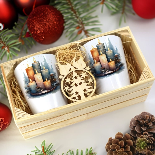 PREZENT ŚWIĄTECZNY ZESTAW KUBKÓW LATTE W SKRZYNCE KUBKI MIKOŁAJ NA ŚWIĘTA