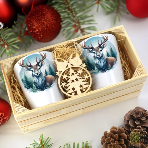 PREZENT ŚWIĄTECZNY ZESTAW KUBKÓW LATTE W SKRZYNCE KUBKI MIKOŁAJ NA ŚWIĘTA
