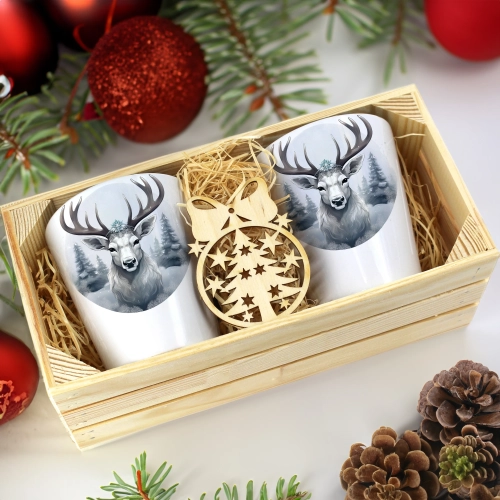 PREZENT ŚWIĄTECZNY ZESTAW KUBKÓW LATTE W SKRZYNCE KUBKI MIKOŁAJ NA ŚWIĘTA