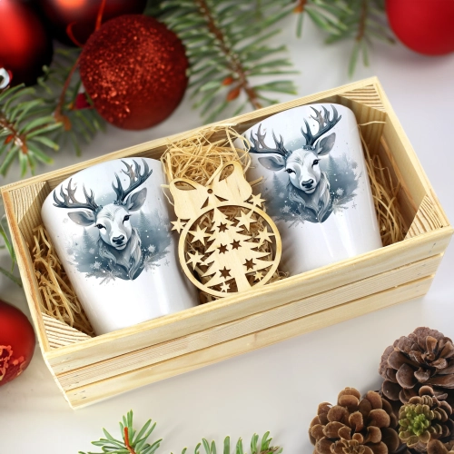 PREZENT ŚWIĄTECZNY ZESTAW KUBKÓW LATTE W SKRZYNCE KUBKI MIKOŁAJ NA ŚWIĘTA