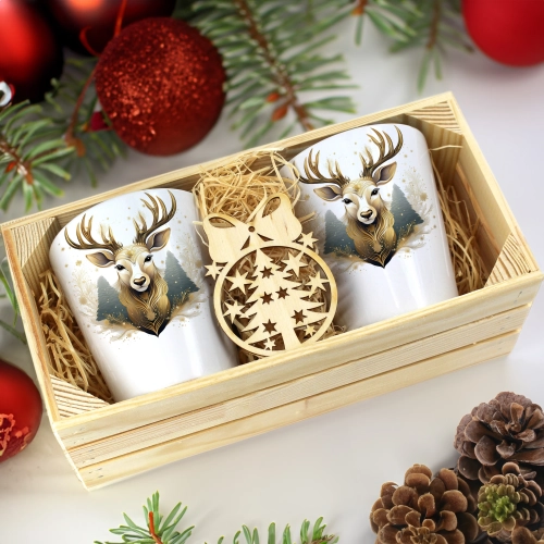 PREZENT ŚWIĄTECZNY ZESTAW KUBKÓW LATTE W SKRZYNCE KUBKI MIKOŁAJ NA ŚWIĘTA