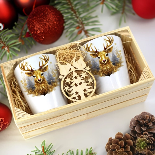 PREZENT ŚWIĄTECZNY ZESTAW KUBKÓW LATTE W SKRZYNCE KUBKI MIKOŁAJ NA ŚWIĘTA