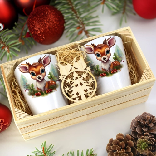 PREZENT ŚWIĄTECZNY ZESTAW KUBKÓW LATTE W SKRZYNCE KUBKI MIKOŁAJ NA ŚWIĘTA