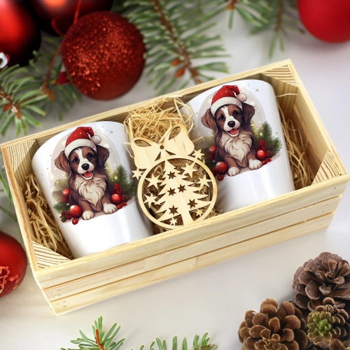 PREZENT ŚWIĄTECZNY ZESTAW KUBKÓW LATTE W SKRZYNCE KUBKI MIKOŁAJ NA ŚWIĘTA