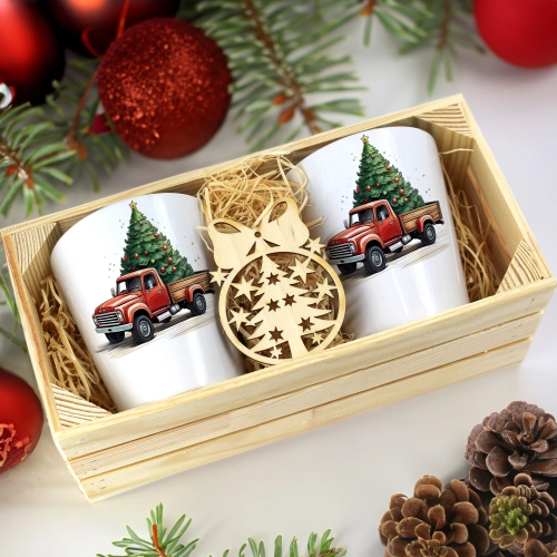 PREZENT ŚWIĄTECZNY ZESTAW KUBKÓW LATTE W SKRZYNCE KUBKI MIKOŁAJ NA ŚWIĘTA