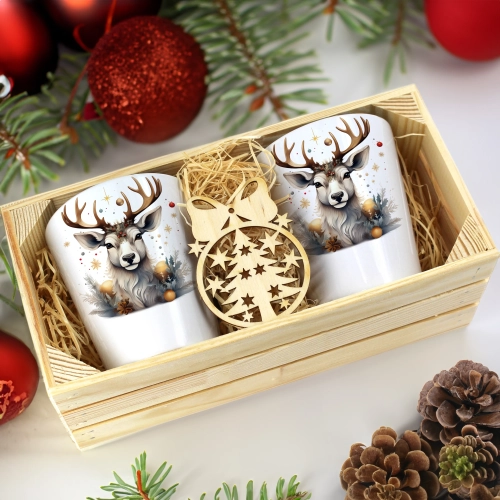 PREZENT ŚWIĄTECZNY ZESTAW KUBKÓW LATTE W SKRZYNCE KUBKI MIKOŁAJ NA ŚWIĘTA