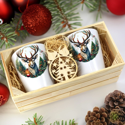 PREZENT ŚWIĄTECZNY ZESTAW KUBKÓW LATTE W SKRZYNCE KUBKI MIKOŁAJ NA ŚWIĘTA