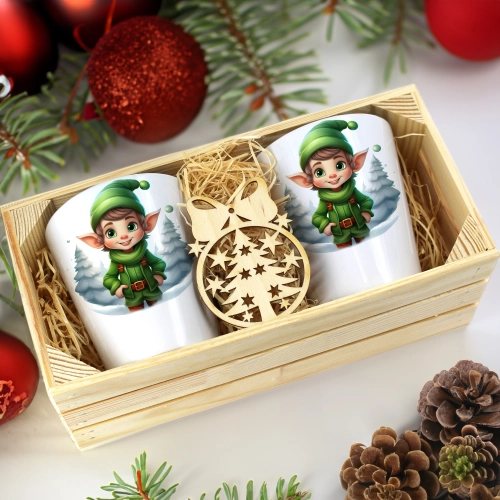 PREZENT ŚWIĄTECZNY ZESTAW KUBKÓW LATTE W SKRZYNCE KUBKI MIKOŁAJ NA ŚWIĘTA