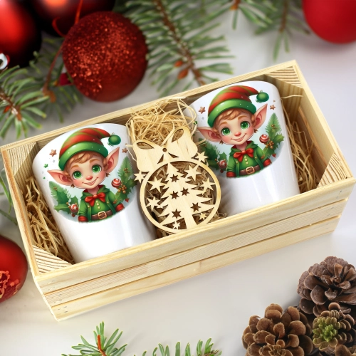 PREZENT ŚWIĄTECZNY ZESTAW KUBKÓW LATTE W SKRZYNCE KUBKI MIKOŁAJ NA ŚWIĘTA