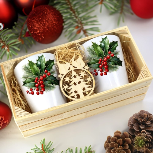 PREZENT ŚWIĄTECZNY ZESTAW KUBKÓW LATTE W SKRZYNCE KUBKI MIKOŁAJ NA ŚWIĘTA