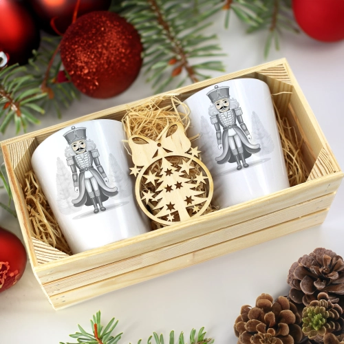 PREZENT ŚWIĄTECZNY ZESTAW KUBKÓW LATTE W SKRZYNCE KUBKI MIKOŁAJ NA ŚWIĘTA