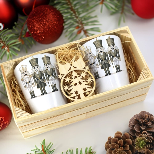 PREZENT ŚWIĄTECZNY ZESTAW KUBKÓW LATTE W SKRZYNCE KUBKI MIKOŁAJ NA ŚWIĘTA