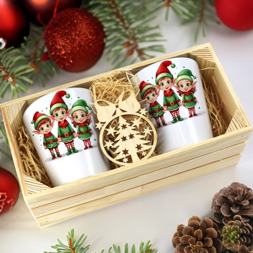 PREZENT ŚWIĄTECZNY ZESTAW KUBKÓW LATTE W SKRZYNCE KUBKI MIKOŁAJ NA ŚWIĘTA