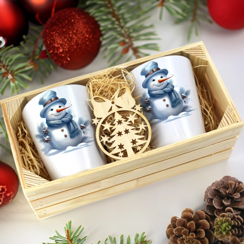 PREZENT ŚWIĄTECZNY ZESTAW KUBKÓW LATTE W SKRZYNCE KUBKI MIKOŁAJ NA ŚWIĘTA