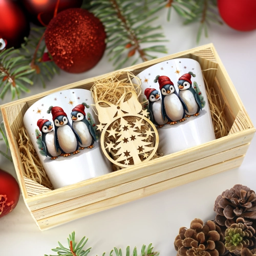 PREZENT ŚWIĄTECZNY ZESTAW KUBKÓW LATTE W SKRZYNCE KUBKI MIKOŁAJ NA ŚWIĘTA