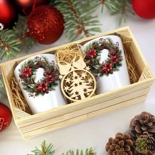 PREZENT ŚWIĄTECZNY ZESTAW KUBKÓW LATTE W SKRZYNCE KUBKI MIKOŁAJ NA ŚWIĘTA