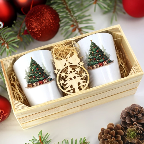 PREZENT ŚWIĄTECZNY ZESTAW KUBKÓW LATTE W SKRZYNCE KUBKI MIKOŁAJ NA ŚWIĘTA