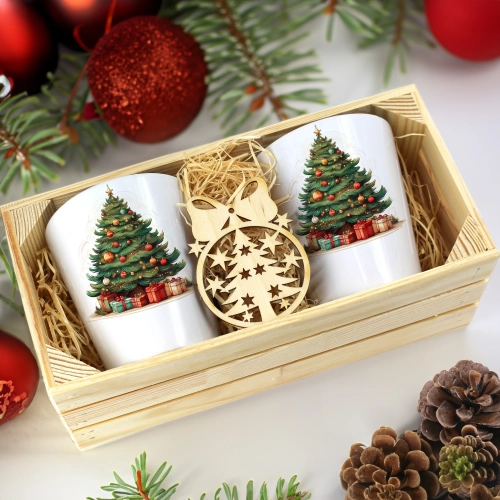 PREZENT ŚWIĄTECZNY ZESTAW KUBKÓW LATTE W SKRZYNCE KUBKI MIKOŁAJ NA ŚWIĘTA