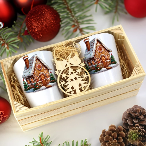 PREZENT ŚWIĄTECZNY ZESTAW KUBKÓW LATTE W SKRZYNCE KUBKI MIKOŁAJ NA ŚWIĘTA