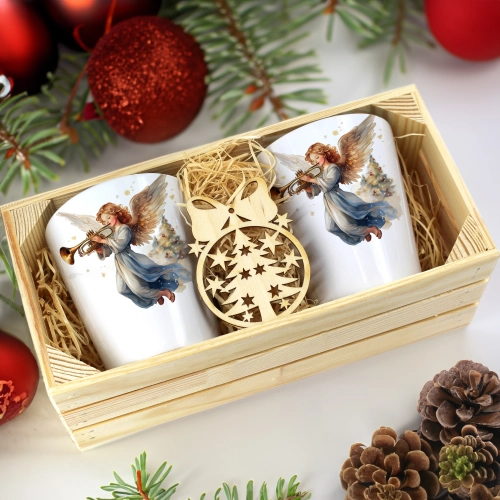 PREZENT ŚWIĄTECZNY ZESTAW KUBKÓW LATTE W SKRZYNCE KUBKI MIKOŁAJ NA ŚWIĘTA