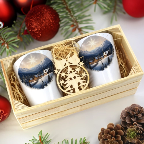 PREZENT ŚWIĄTECZNY ZESTAW KUBKÓW LATTE W SKRZYNCE KUBKI MIKOŁAJ NA ŚWIĘTA