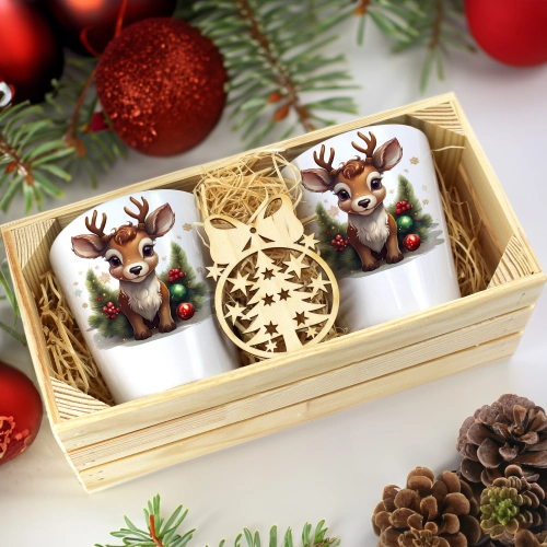 PREZENT ŚWIĄTECZNY ZESTAW KUBKÓW LATTE W SKRZYNCE KUBKI MIKOŁAJ NA ŚWIĘTA