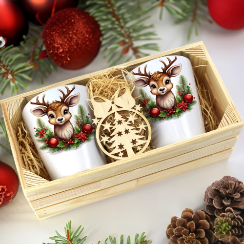 PREZENT ŚWIĄTECZNY ZESTAW KUBKÓW LATTE W SKRZYNCE KUBKI MIKOŁAJ NA ŚWIĘTA