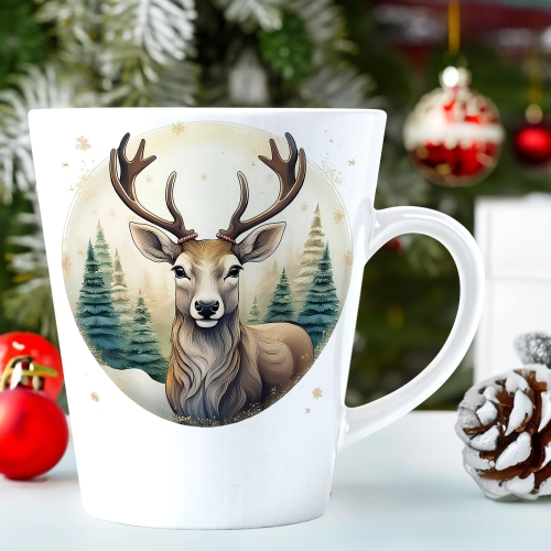 ŚWIĄTECZNY KUBEK LATTE 330ml PREZENT ŚWIĘTA ZIMOWY RENIFER JELEŃ MIKOŁAJ