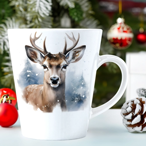 ŚWIĄTECZNY KUBEK LATTE 330ml PREZENT ŚWIĘTA ZIMOWY RENIFER JELEŃ MIKOŁAJ