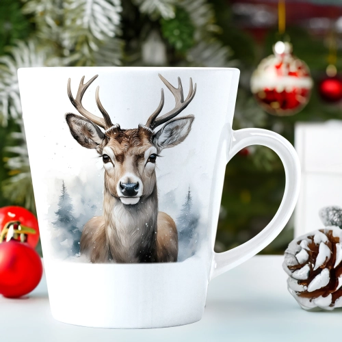 ŚWIĄTECZNY KUBEK LATTE 330ml PREZENT ŚWIĘTA ZIMOWY RENIFER JELEŃ MIKOŁAJ