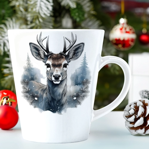 ŚWIĄTECZNY KUBEK LATTE 330ml PREZENT ŚWIĘTA ZIMOWY RENIFER JELEŃ MIKOŁAJ
