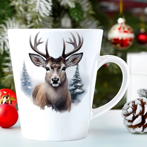 ŚWIĄTECZNY KUBEK LATTE 330ml PREZENT ŚWIĘTA ZIMOWY RENIFER JELEŃ MIKOŁAJ