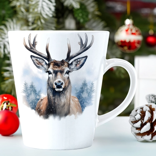 ŚWIĄTECZNY KUBEK LATTE 330ml PREZENT ŚWIĘTA ZIMOWY RENIFER JELEŃ MIKOŁAJ