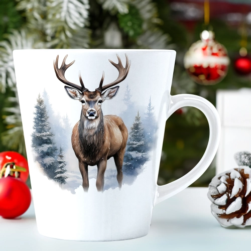 ŚWIĄTECZNY KUBEK LATTE 330ml PREZENT ŚWIĘTA ZIMOWY RENIFER JELEŃ MIKOŁAJ