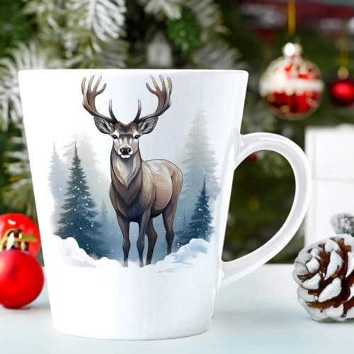 ŚWIĄTECZNY KUBEK LATTE 330ml PREZENT ŚWIĘTA ZIMOWY RENIFER JELEŃ MIKOŁAJ